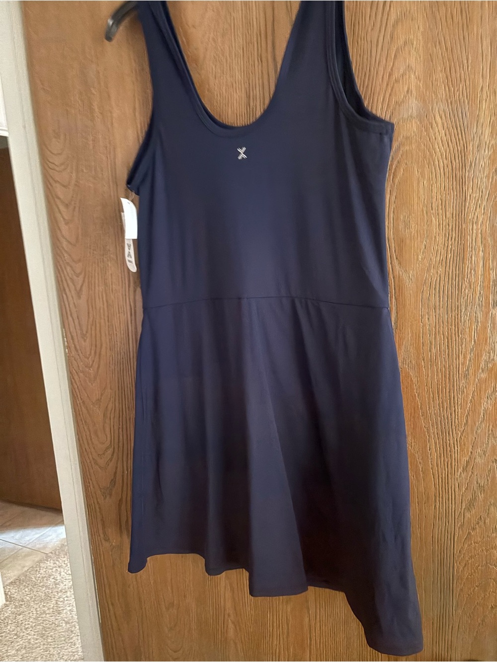 Xersion Navy Blue Sleeveless Athletic Scoop Neck Dress with shorts underneath